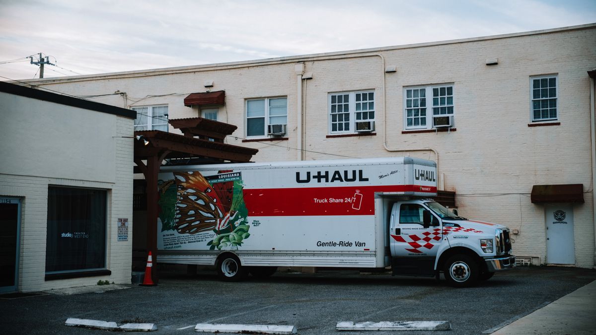 Rental moving truck positioned on a certified vehicle scale