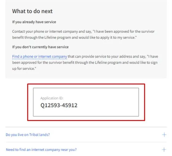 application id lifeline support