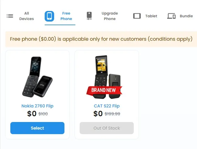 free flip phone