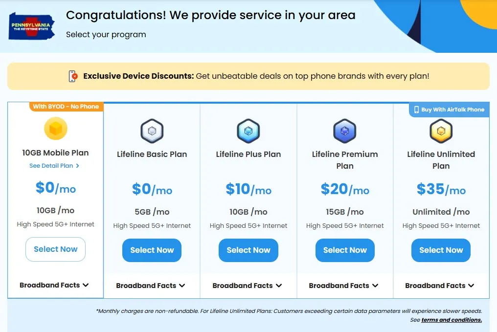 free government phone plan